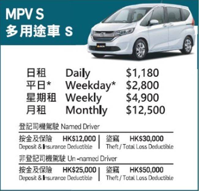 大昌行汽車租賃 x Holimood優惠 MPV - 多用途車 S/M/L (月租) 1